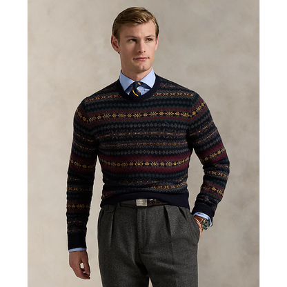 STRIPED PATERN WOOL PULLOVER