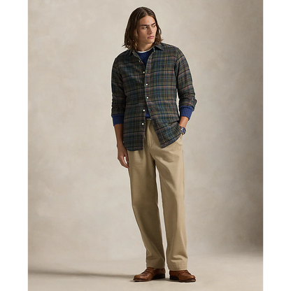 CUSTOM FIT PLAID BRUSHED FLANNEL SHIRT