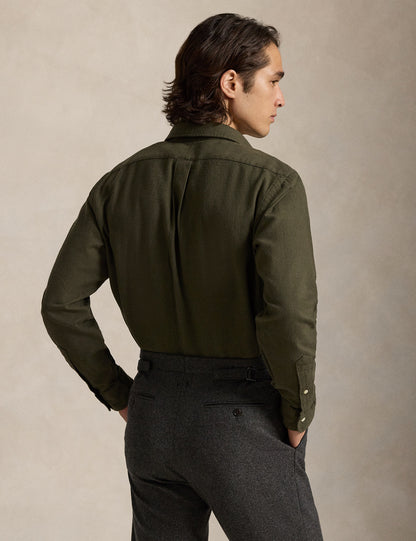 CUSTOM FIT BRUSHED FLANNEL SHIRT RANGER GREEN