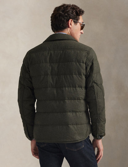 HERRINGBONE DOWN SHIRT JACKET DEEP LODEN