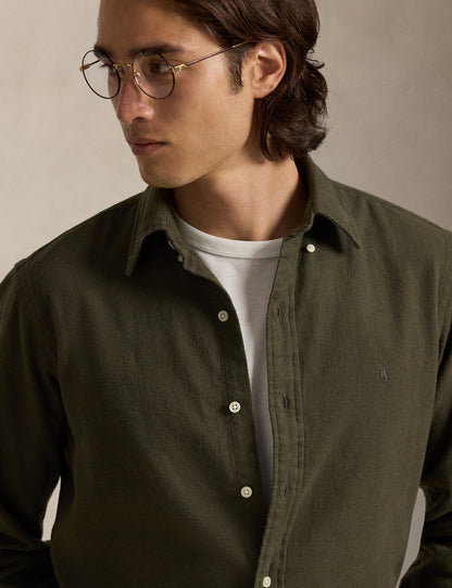 CUSTOM FIT BRUSHED FLANNEL SHIRT RANGER GREEN