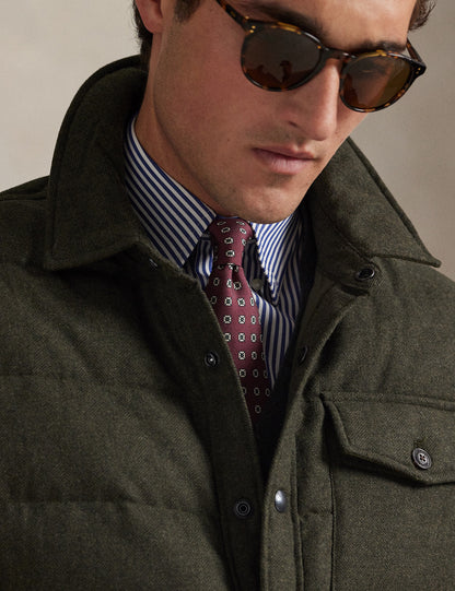 HERRINGBONE DOWN SHIRT JACKET DEEP LODEN