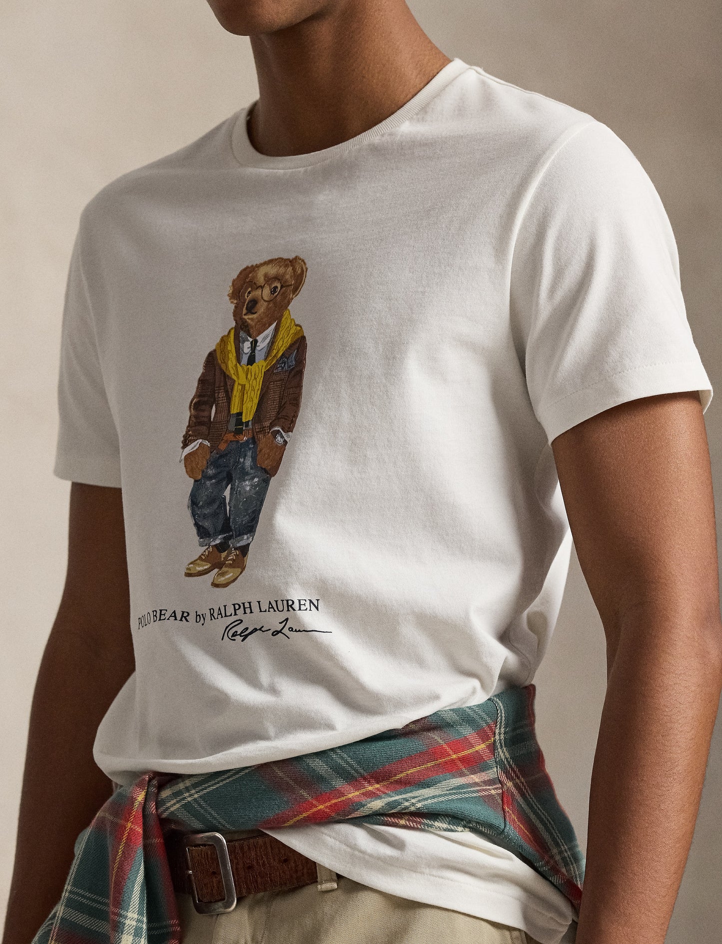 CUSTOM SLIM FIT POLO BEAR JERSEY T-SHIRT WHITE