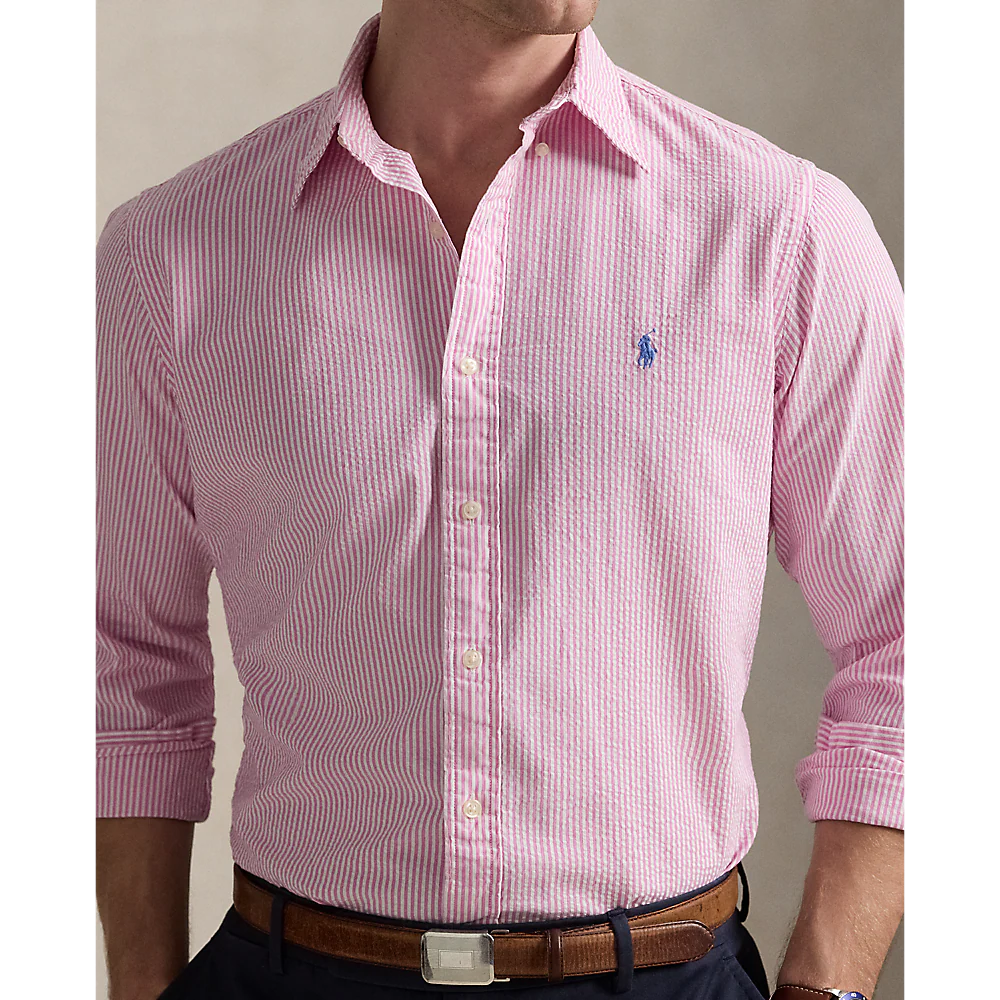 LONG SLEEVE SPORT SHIRT ROSE/WHITE