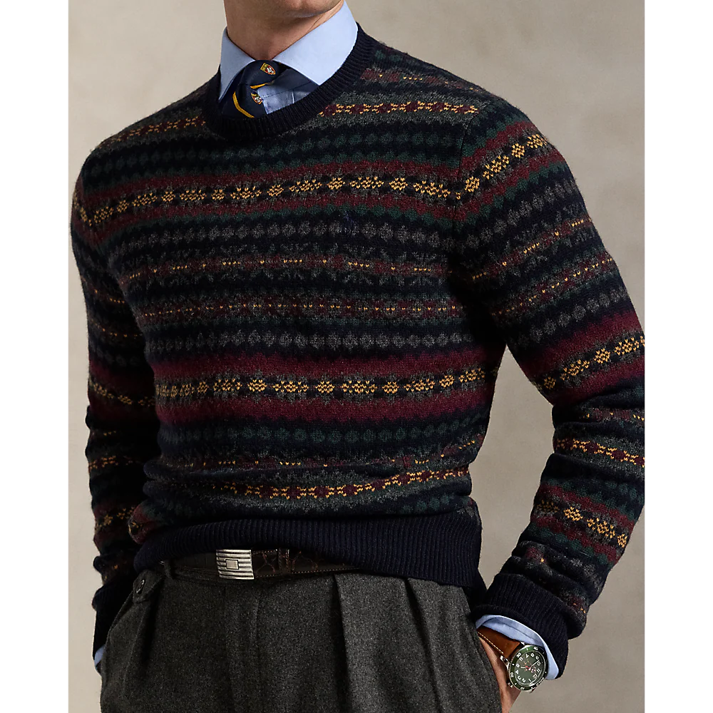 STRIPED PATERN WOOL PULLOVER