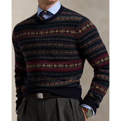 STRIPED PATERN WOOL PULLOVER