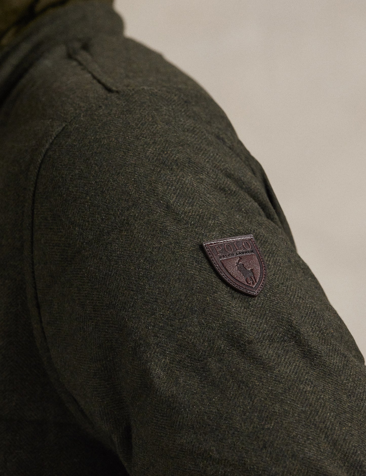 HERRINGBONE DOWN SHIRT JACKET DEEP LODEN