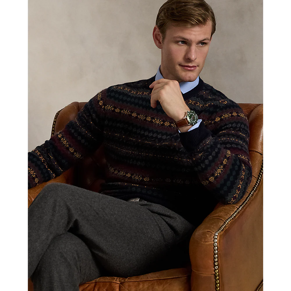 STRIPED PATERN WOOL PULLOVER