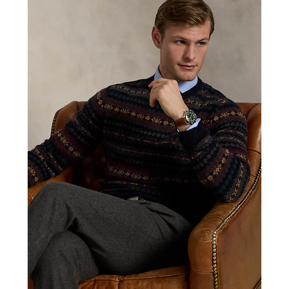 STRIPED PATERN WOOL PULLOVER