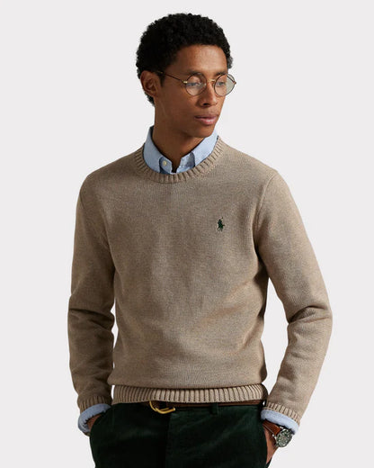 RIBBED CREWNECK SWEATER BRONZED MELANGE
