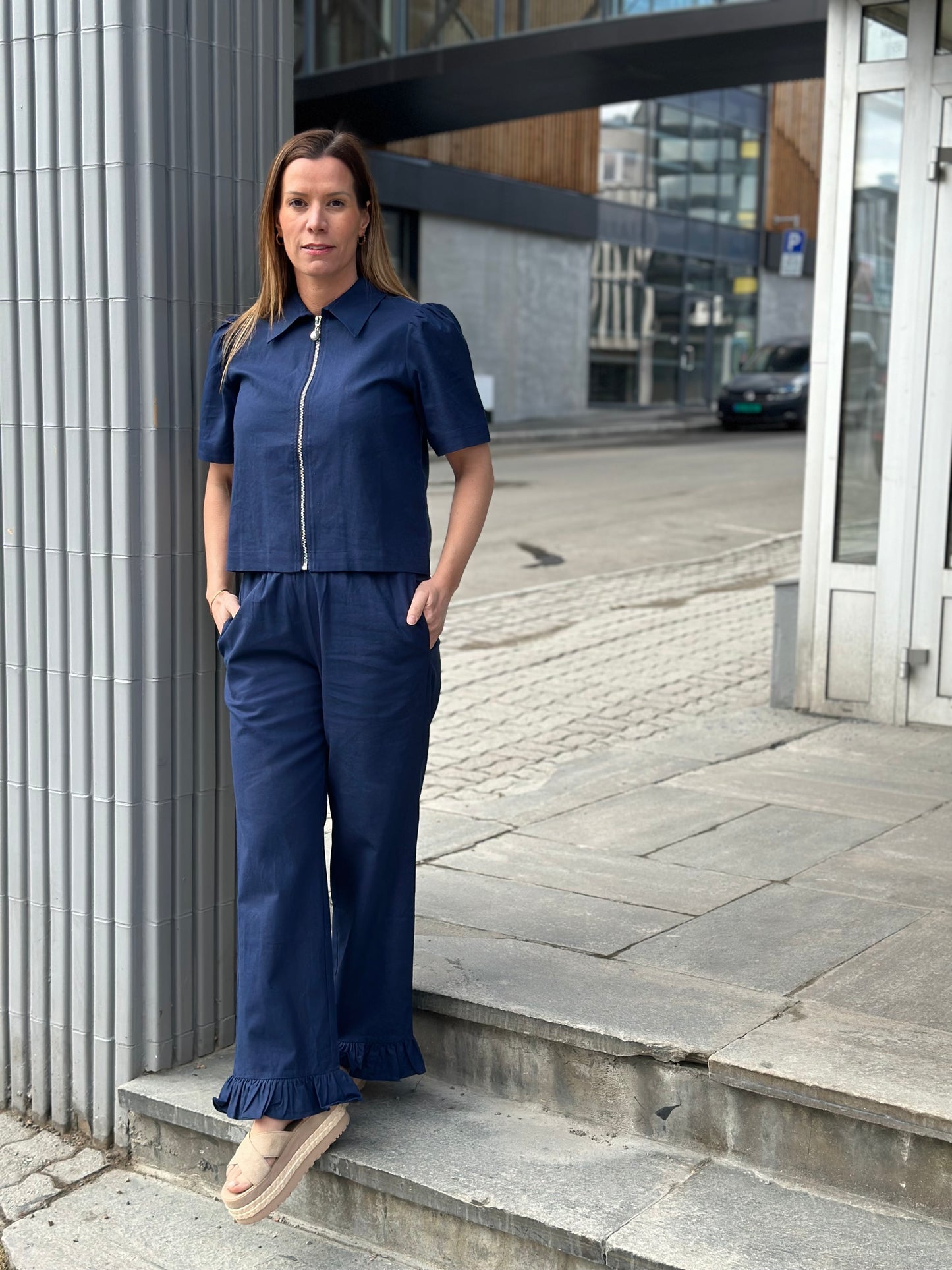 MILA SKJORTE LIN NAVY