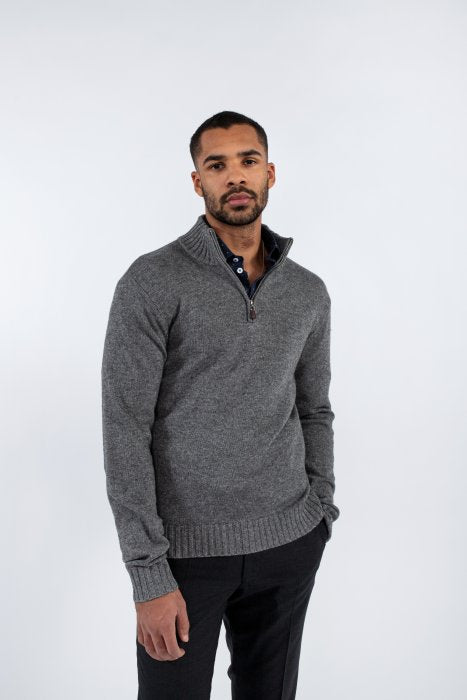 LEONARDO ZIP NECK GRÅ