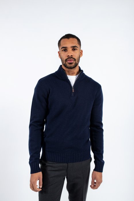 LEONARDO ZIP NECK BLÅ