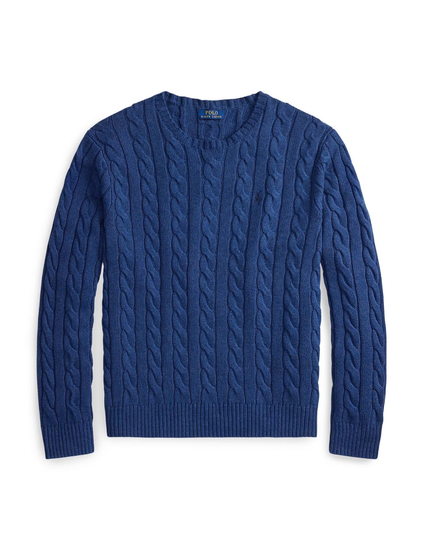 CABLE-KNIT COTTON JUMPER RUSTIC HEATHER NAVY