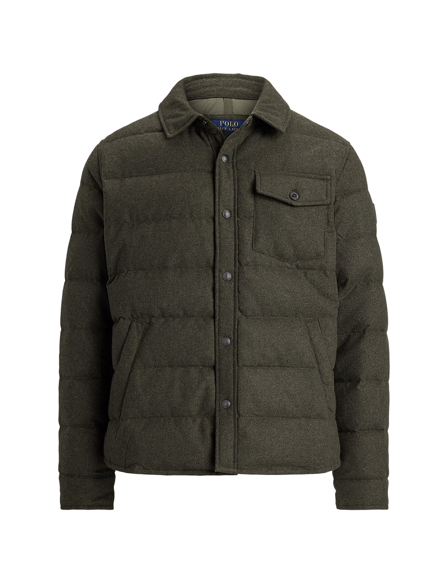 HERRINGBONE DOWN SHIRT JACKET DEEP LODEN