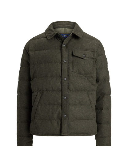 HERRINGBONE DOWN SHIRT JACKET DEEP LODEN