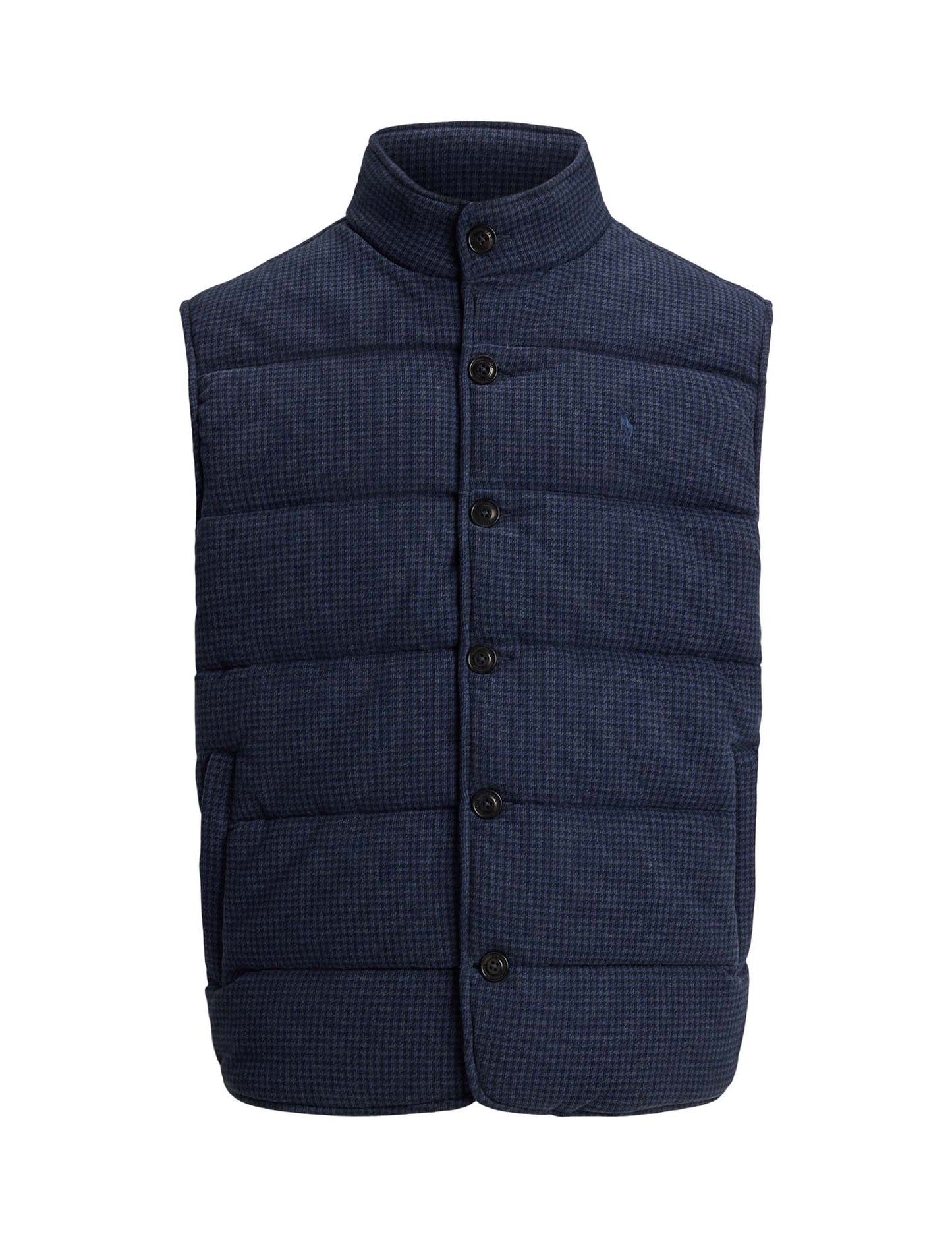 HOUNDSTOOTH-PRINT ESTATE-RIB VEST BLUE