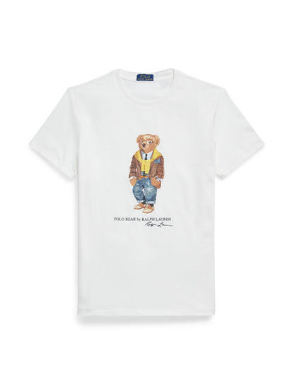 CUSTOM SLIM FIT POLO BEAR JERSEY T-SHIRT WHITE