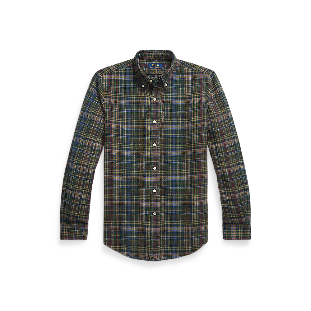 CUSTOM FIT PLAID BRUSHED FLANNEL SHIRT