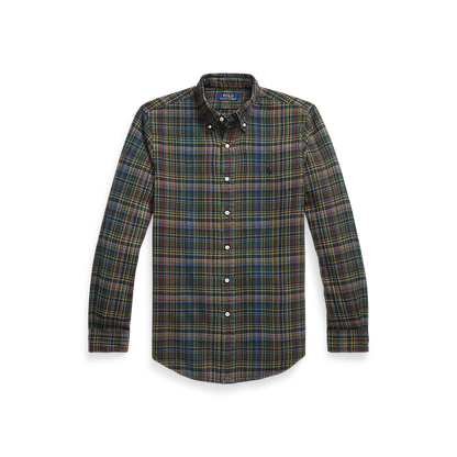 CUSTOM FIT PLAID BRUSHED FLANNEL SHIRT