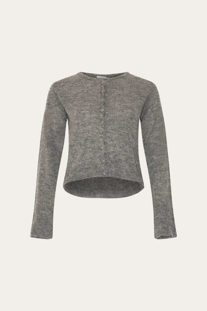 LYA KNIT CARDIGAN DARK GREY MELANGE