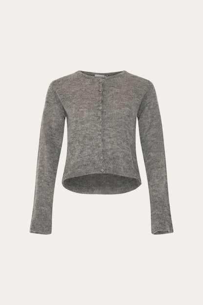 LYA KNIT CARDIGAN DARK GREY MELANGE