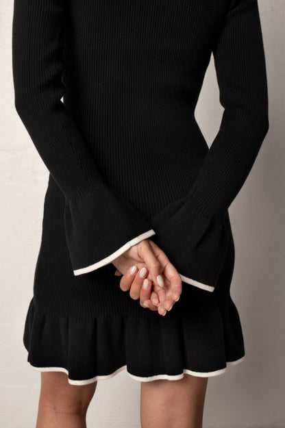 MARTHA RIBBED DRESS BLACK