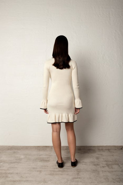 MARTHA RIBBED DRESS OFF WHITE