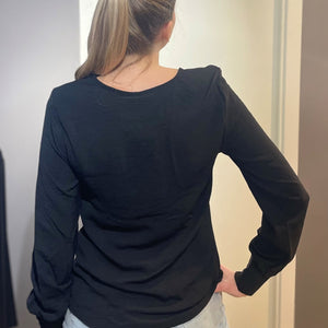 METTE V-NECK BLUSE SORT