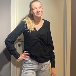 METTE V-NECK BLUSE SORT