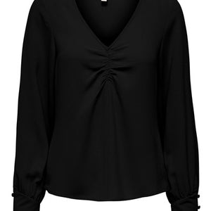 METTE V-NECK BLUSE SORT