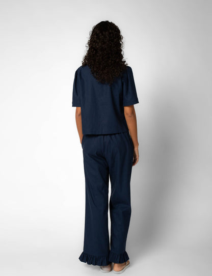 MILA SKJORTE LIN NAVY