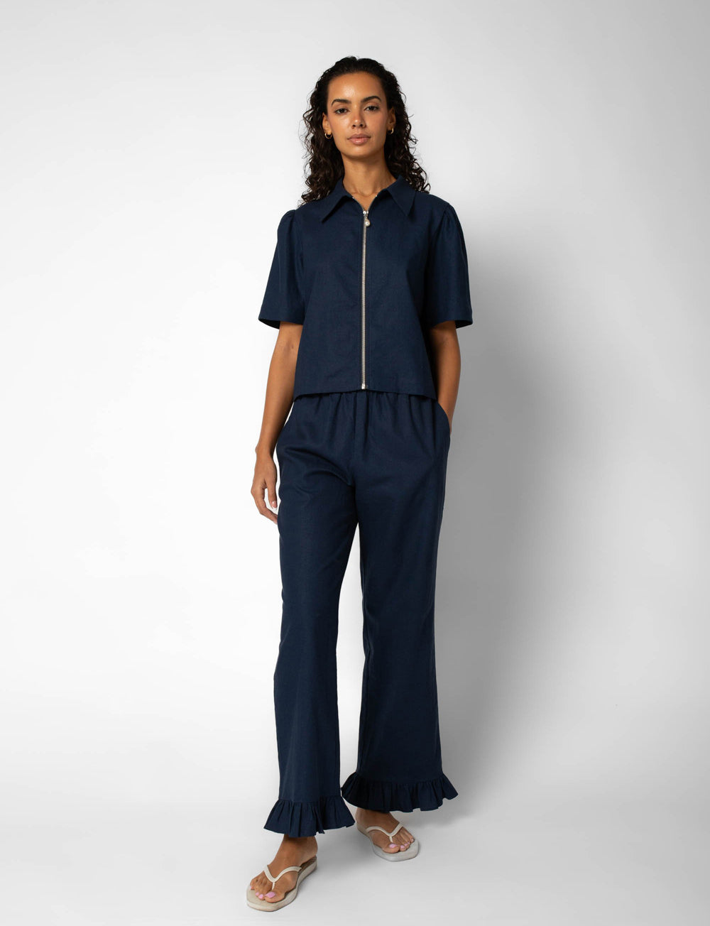 MILA SKJORTE LIN NAVY