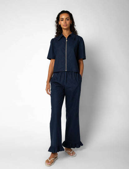 MILA SKJORTE LIN NAVY