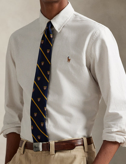CUSTOM FIT STRIPED OXFORD SHIRT COSTAL BEIGE/WHITE