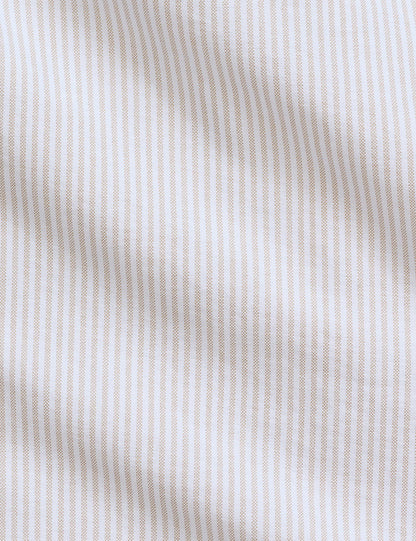 CUSTOM FIT STRIPED OXFORD SHIRT COSTAL BEIGE/WHITE