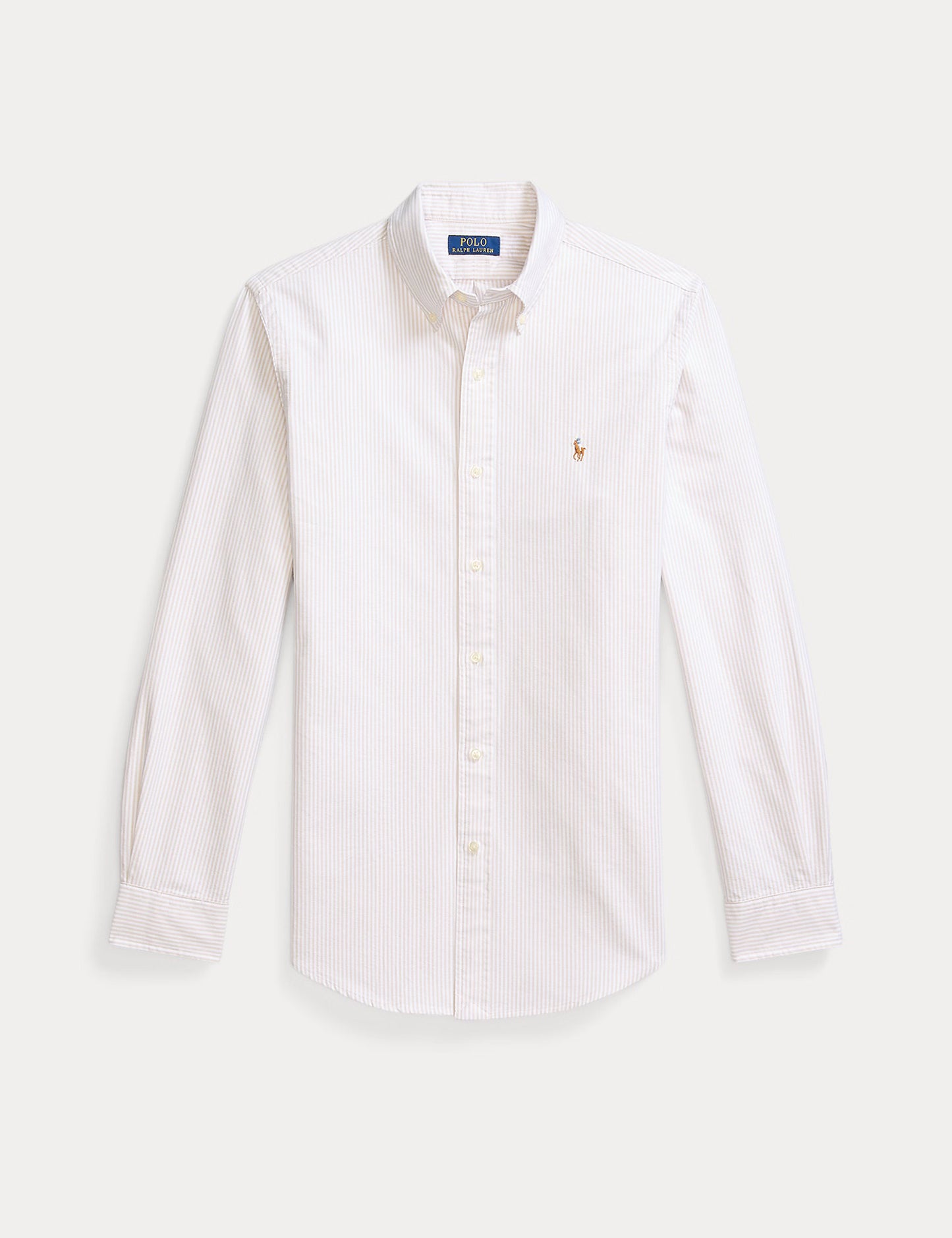 CUSTOM FIT STRIPED OXFORD SHIRT COSTAL BEIGE/WHITE