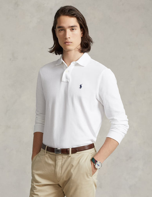 CUSTOM SLIM FIT MESH POLO SHIRT WHITE