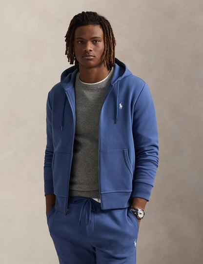 DOUBLE-KNIT FULL-ZIP HOODIE EARTH BLUE