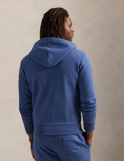 DOUBLE-KNIT FULL-ZIP HOODIE EARTH BLUE