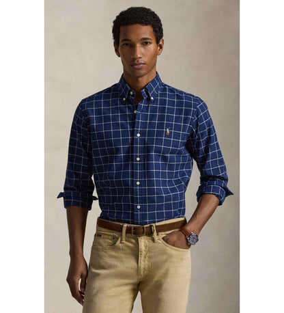 CUSTOM FIT OXFORD SHIRT NAVY CHECK