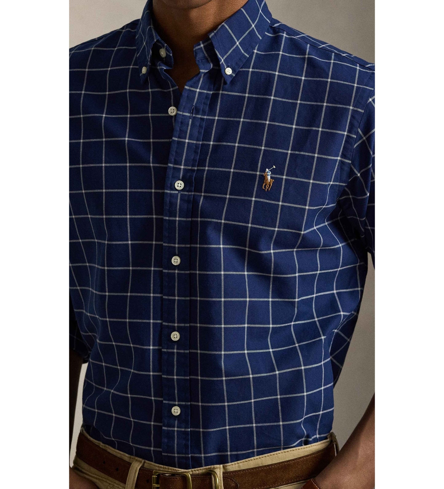 CUSTOM FIT OXFORD SHIRT NAVY CHECK