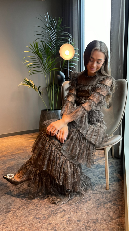 Carmine long sleeve lace maxi dress