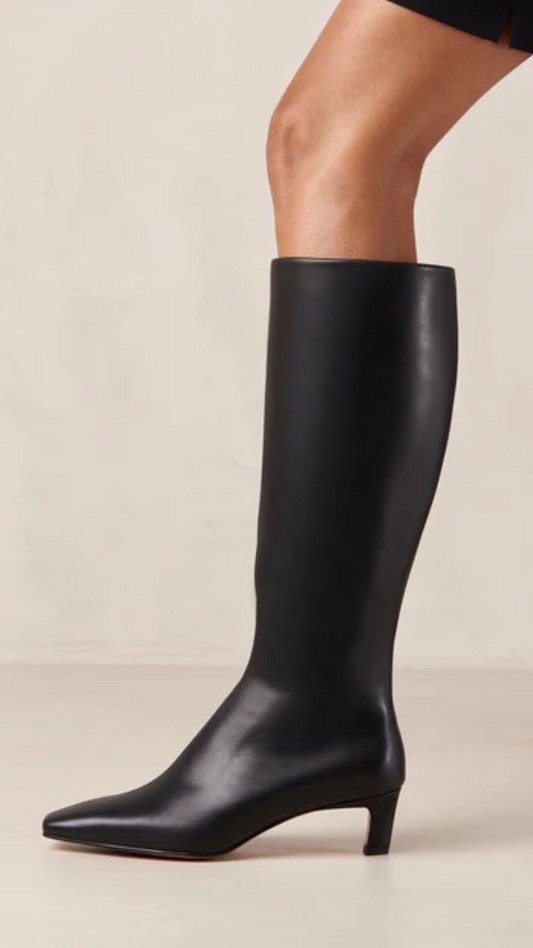Rory Black Leather Boots