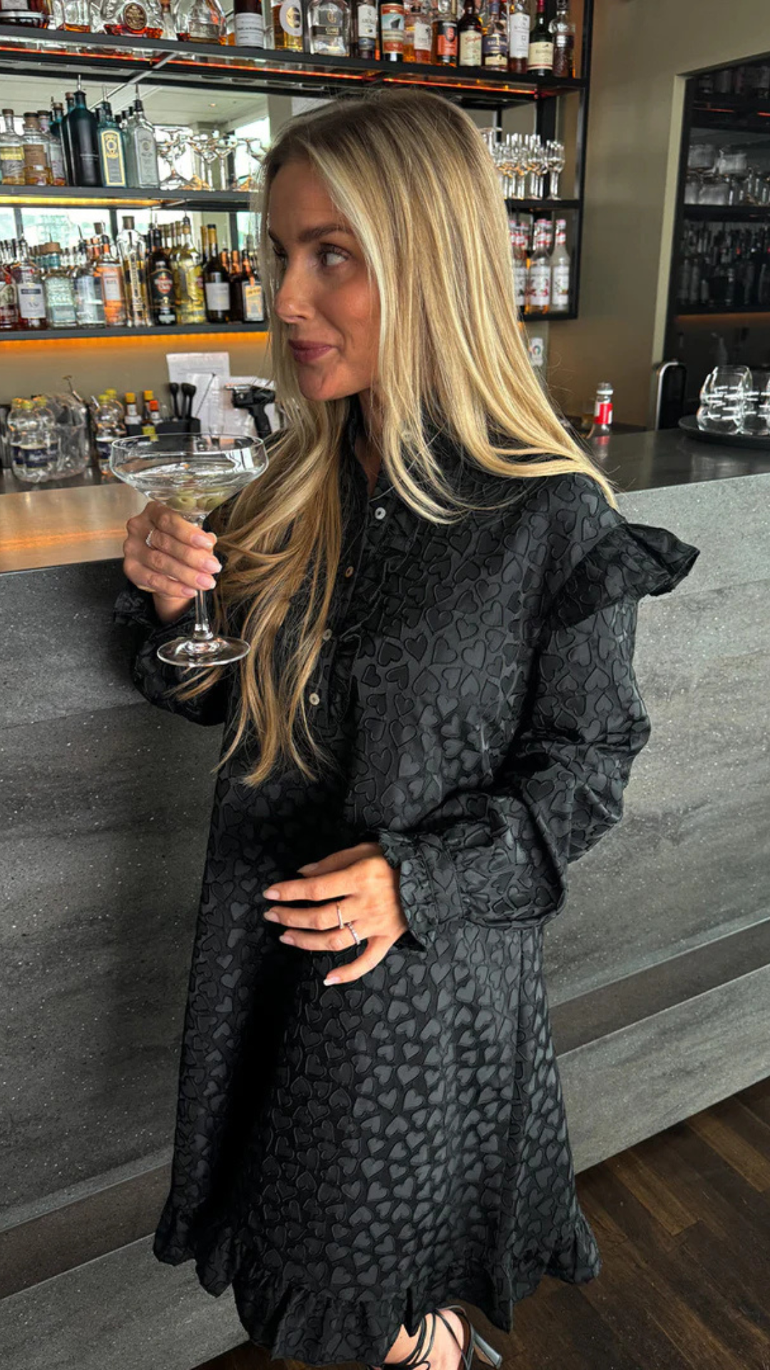 RENO RUBY RUFFLE DRESS BLACK
