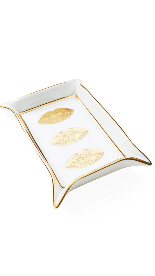 LIPS VALET TRAY WHITE/GOLD