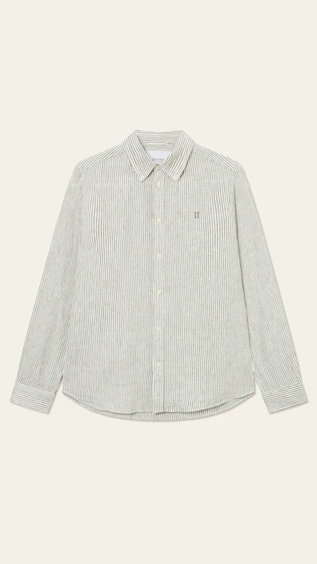 KRISTIAN LINEN B.D. SHIRT LIGHT IVORY/LICHEN GREEN