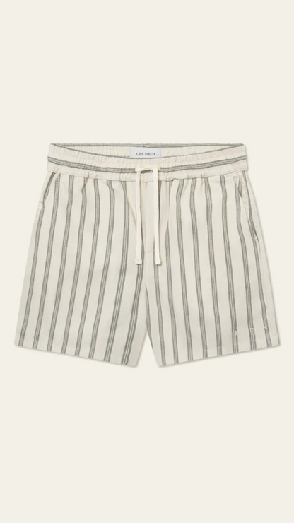 LAWSON STRIPE SHORTS IVORY/CHIVE GREEN