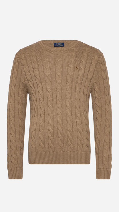 CABLE COTTON SWEATER BUFF CAMEL