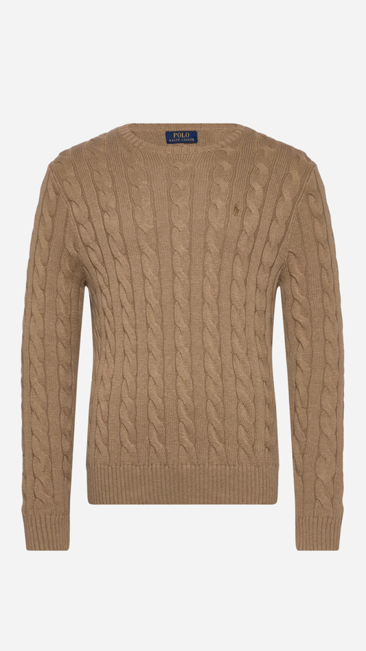 CABLE COTTON SWEATER BUFF CAMEL